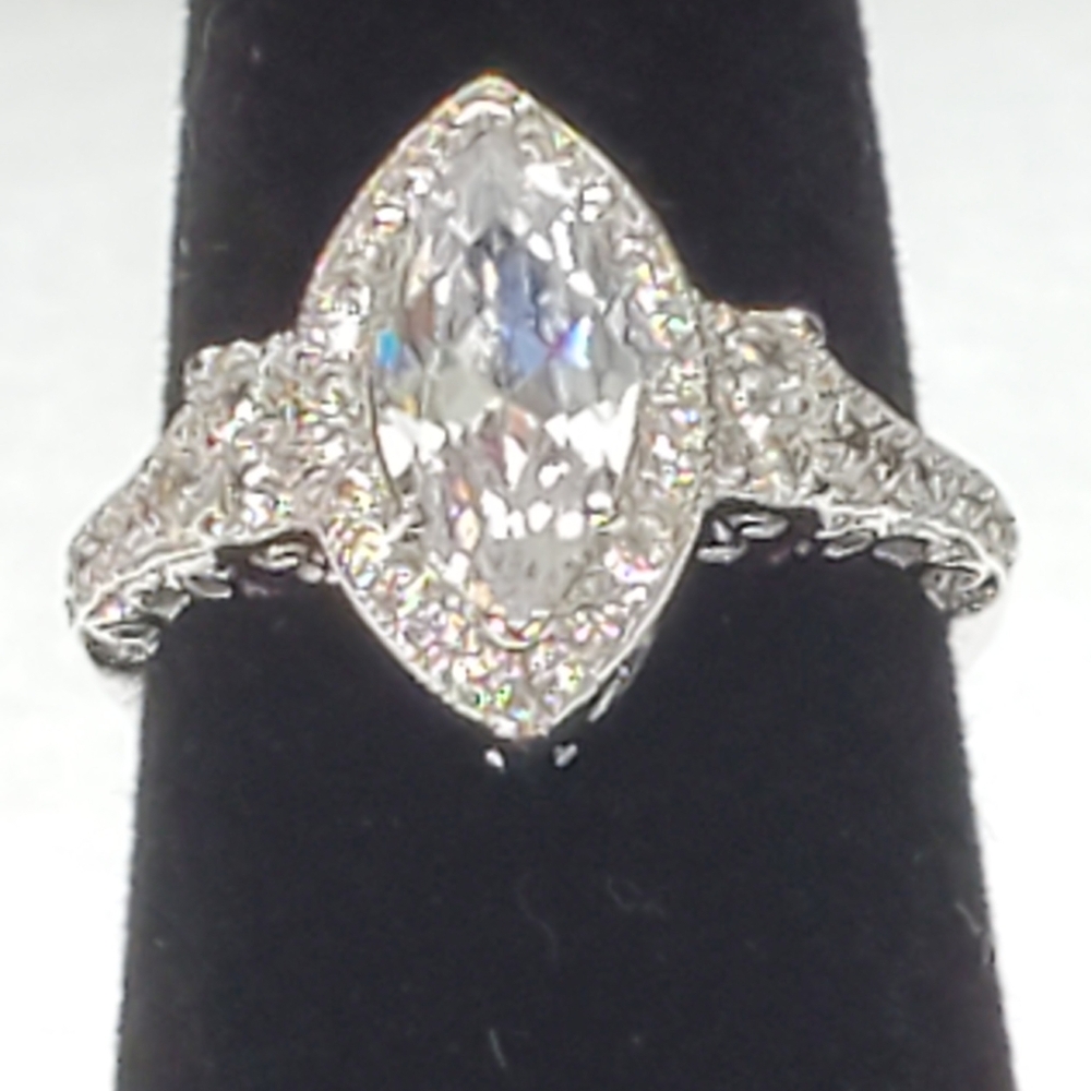 925 Silver Plated vintage Style Cocktail Ring - Picture 7 of 8